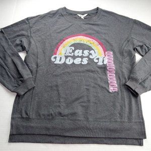 Wildfox Women's Pullover Sweatshirt Size S Charcoal Gray Easy Does It Rainbow